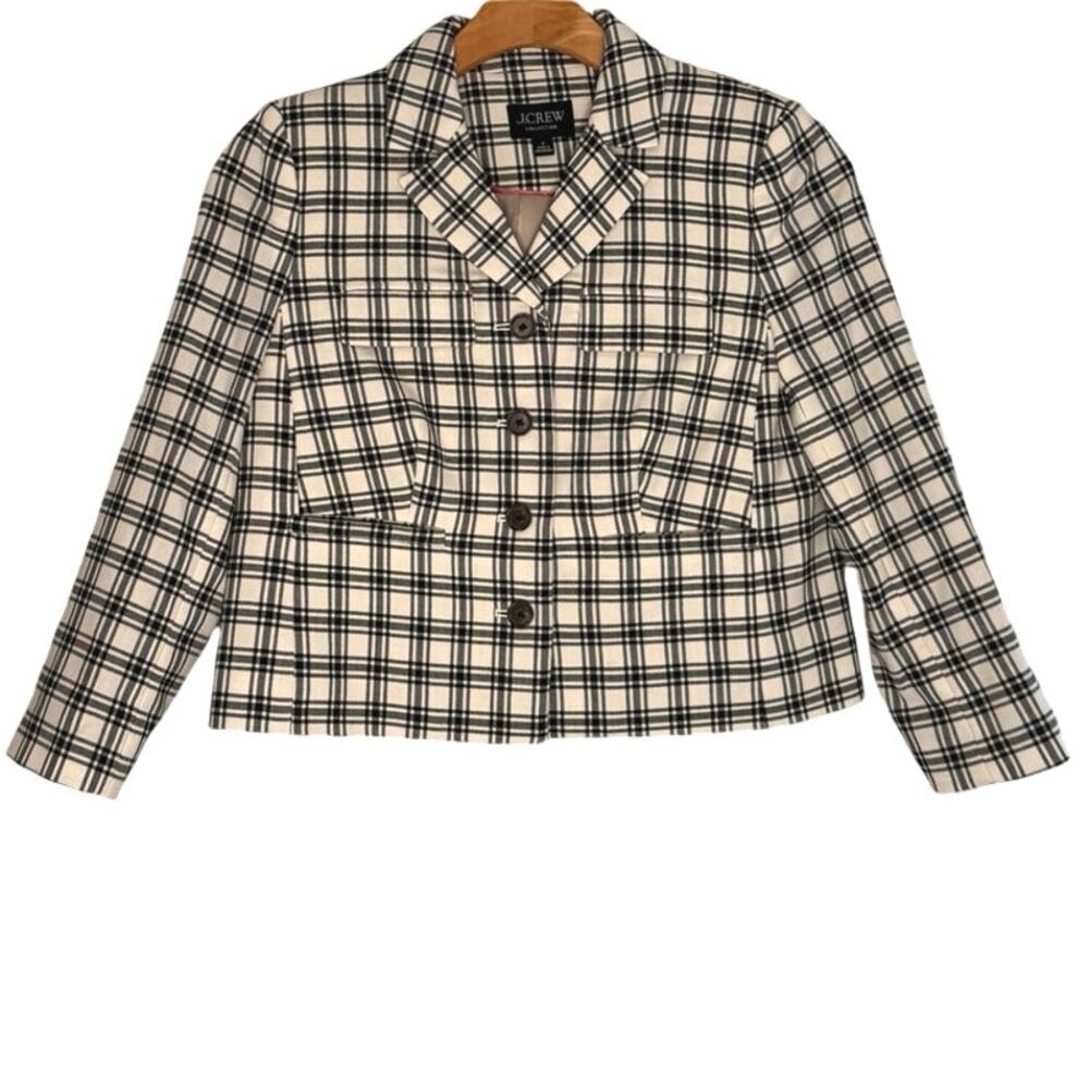 J. Crew Collection Plaid Blazer Jacket Italian wool blend - Picture 2 of 11
